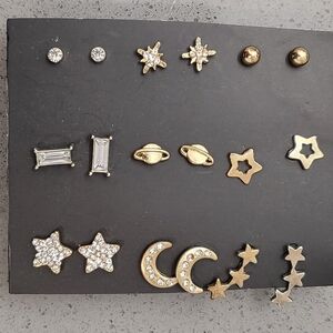 Vintage Celestial Stud Earrings Set